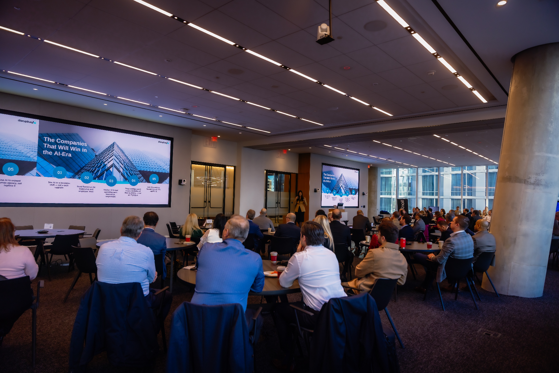 Seema Alexander on stage at a disruption and innovation conference